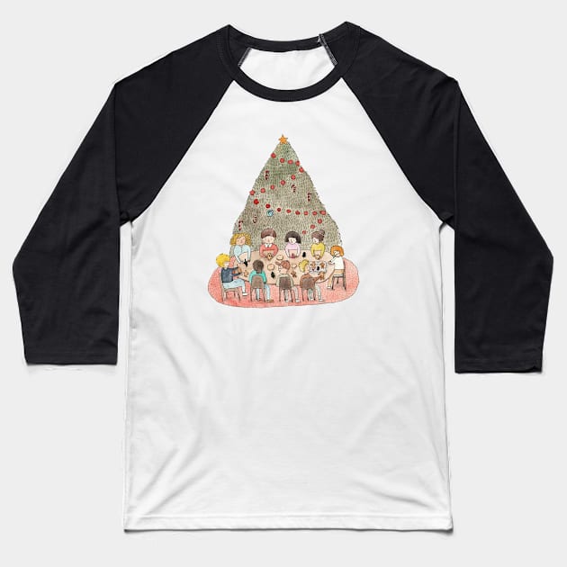 Christmas Greeting Card Baseball T-Shirt by TheLazyPainter